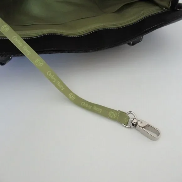 Chelsey Henry Large Black Tote with Kiwi Green Interior - Picture 11 of 13